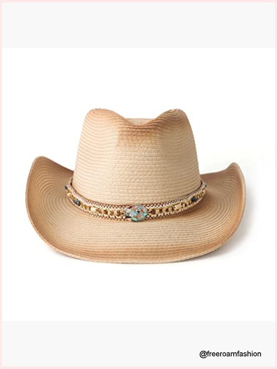 Straw Cowboy Hat Wide Brim with Belt Buckle main image 2